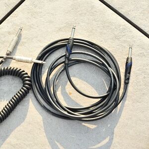 1-2pcs 1/4 in Guitar Music Audio Cable Jack Coiled Or Straight Black